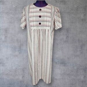 Vintage Be My Baby NY White‎ Striped Prairie Mumu Midi Dress Size XL Women's